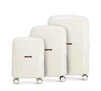 WITTCHEN Stilvoller Koffer-Set of 3 Trolley Strapazierfähigem Polycarbonat Trolley 4 Doppel-Lenkrollen TSA Zahlenschloss Reisekofferset Gepäckset (S+M+L) Cremefarben