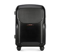 WITTCHEN Stilvoller Mittelgroßer Koffer Reisekoffer Trolley Mittlerer Koffer Strapazierfähigem Polycarbonat Trolley 4 Doppel-Lenkrollen TSA Zahlenschloss 3,8 kg 65 L Größe M Gedämpftes Schwarz