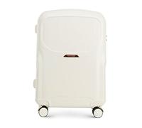 WITTCHEN Stilvoller Mittelgroßer Koffer Reisekoffer Trolley Mittlerer Koffer Strapazierfähigem Polycarbonat Trolley 4 Doppel-Lenkrollen TSA Zahlenschloss 3,8 kg 65 L Größe M Gedämpftes Cremefarben