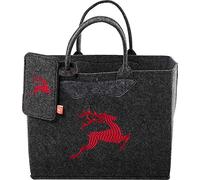 Witzgall Schöne Filz Trachtentasche 3553/55/35H mit Handytasche H38x20x30cm gestickter Hirsch Rot