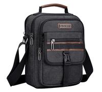 WITZMAN Umhängetasche Herren Canvas Schultertasche Herren Tasche Umhängen Vintage Fit 11 iPad Messenger Bag Herrenhandtasche für Reisen (A8014 Schwarz)