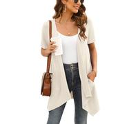 Wiwclo Apricot Cardigan for Women Plus Size Kimono Vest Casual Short Sleeve Open Front Lightweight Summer Cardigans with Pockets Draped Hem,3XL