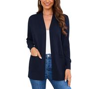 Wiwclo Cardigan Sweater for Women Lightweight Long Sleeve Jean Jacket Sweater for Women Dressy with Pockets, Navy Blue, Medium