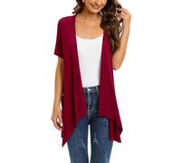Wiwclo Cardigan Sweaters for Women Plus Size Short Sleeve Open Front Cover Up Light Blazer Drape Summer Cardigans Jacket with Pockets Casual Shrug Top,3XL