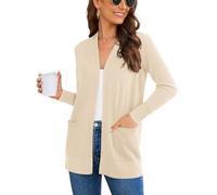 Wiwclo Long Sleeve Cardigan for Women Lightweight Fall Cardigans Knit Coat Sweater with Pockets, Apricot, Small