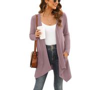 Wiwclo Mauve Cardigan for Women Lightweight Open Front Long Sleeve Cardigan Sweaters Dressy Casual Soft Drape Duster with Pockets 2024,L
