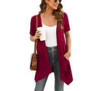 Wiwclo Veryoung Cardigan for Women Plus Size Short Sleeve Open Front Cover Up Light Blazer Drape Summer Cardigans Jacket with Pockets Casual Shrug Top,3XL