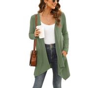 Wiwclo Veryoung Plus Size Cardigan for Women Light Loose Fit Long Sleeve Kimono Cardigans Knit Open Front Cover Up with Pockets High Low Hem,Olive Green,XL