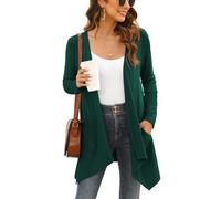 Wiwclo Veryoung Plus Size Dark Green Cardigan Women with Pockets Lightweight Knit Long Sleeve Open Front Winter Draped Cardigans Sweater Duster High Low Hem 2026,3XL