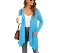 Wiwclo Veryoung Plus Size Long Sleeve Cardigan for Women Lightweight Open Front Summer Vest Kimono Jackets with Pockets Drape Shrug Top High Low Hem,2XL