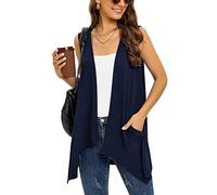 Wiwclo Veryoung Sleeveless Cardigan Vest for Women Plus Size Lightweight Summer Jacket with Pocket Fashion Casual Work Knit Open Front Long Drape Duster,Navy Blue,XXL