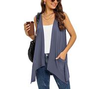 Wiwclo Veryoung Sleeveless Cardigan Vest for Women Plus Size Lightweight Summer Jacket with Pockets Casual Work Knit Open Front Long Drape Duster,Purple Grey,3XL