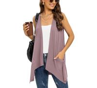Wiwclo Veryoung Sleeveless Cardigan Vest for Women Plus Size Lightweight Summer Jacket with Pockets Casual Work Knit Open Front Long Drape Duster,Mauve,XXL