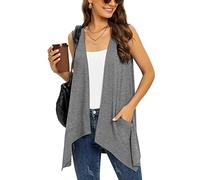 Wiwclo Veryoung Sleeveless Cardigan Vest for Women Plus Size Lightweight Summer Jacket with Pockets Casual Work Knit Open Front Long Drape Duster,Grey,XXL
