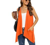 Wiwclo Veryoung Trendy Sleeveless Cardigans for Women Lightweight Vest with Pockets Casual Soft Knit Open Front Cardigan High Low Hem