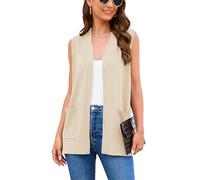 Wiwclo Veryoung Women Apricot Plus Size Sleeveless Cardigan Sweaters Lightweight Jacket Fashion Casual Soft Knit Office Duster Vests with Cozy Pockets,3XL