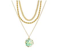 Wiwpar Punk Layered Choker Halskette Blütenblatt Harz Anhänger Halsketten Chunky Rope Chain Choker Halskette Gold für Frauen und Mädchen