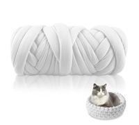 WIYETY DIY Sperrige Armstricken Wolle: 500g Roving Garn zum Handstricken Häkeln,Hand Chunky Strickdecke Decke Garn,Strickgarn Grob Gestrickte Kuscheldecke für Decken Körbe Haustiernester, Weiß