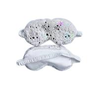 WIZBIOTECH Niedliche flauschige Augenmaske für Schlaf & Reisen, Atmungsaktive Augenabdeckung Unisex Schlafmaske für Kinder, Erwachsene - Weißer Stern