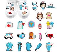 Wjelet 20 Stück Pins Anstecker für Crocs, Schuhzubehör für Krankenschwestern, Schuhanhänger Karikatur Arzt Nurse Zubehör für Clogs DIY Dekorationen, Schuhanstecker Pins Anstecker für Crocs Jibbitz.