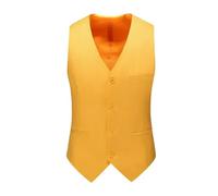 WJLYDM Blaue Männer ärmellose Anzugweste Slim Fit V-Ausschnitt Kleid Weste Büro Casual Vsests(Yellow,XL 60kg-65kg)