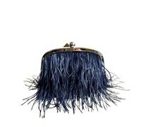 WJLYDM Flauschige Abend Feder Taschen for Frauen Geldbörse Griff Handtasche Perle Kupplung(Deep Blue)