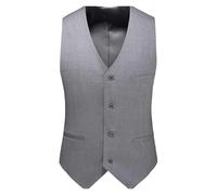 WJLYDM Herrenweste mit schmaler Passform und 4 Knöpfen | Einfarbige formelle Weste for Business/Smoking/Hochzeit/Firmenveranstaltungen(Grey,L)