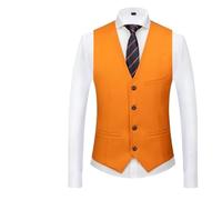 WJLYDM Herrenweste mit schmaler Passform und 4 Knöpfen | Einfarbige formelle Weste for Business/Smoking/Hochzeit/Firmenveranstaltungen(Orange,XS(Old))