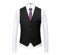 WJLYDM Herrenweste mit schmaler Passform und 4 Knöpfen | Einfarbige formelle Weste for Business/Smoking/Hochzeit/Firmenveranstaltungen(Black,XXS)
