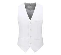 WJLYDM Herrenweste mit schmaler Passform und 4 Knöpfen | Einfarbige formelle Weste for Business/Smoking/Hochzeit/Firmenveranstaltungen(White,M)