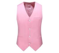 WJLYDM Herrenweste mit schmaler Passform und 4 Knöpfen | Einfarbige formelle Weste for Business/Smoking/Hochzeit/Firmenveranstaltungen(Pink,4XL)