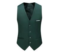 WJLYDM Herrenweste mit schmaler Passform und 4 Knöpfen | Einfarbige formelle Weste for Business/Smoking/Hochzeit/Firmenveranstaltungen(Green,XL)