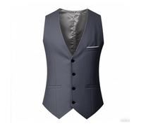 WJLYDM M-5XL Frühjahr/Sommer Anzugweste Ärmellose Weste mit Verstellbarer Taille Einreihig Einfarbig Business Hochzeit(Gray,Asia XXL)