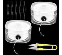 WJMY 210m Nylonschnur für Armbänder(0,6mm+0,8mm), Elastisches Band, Gummiband, Transparent Reißfest Nylonfaden, Perlenschnur mit 5 Nadeln und 1 Schere, für DIY, Armbänder usw (transparentes, 210M)