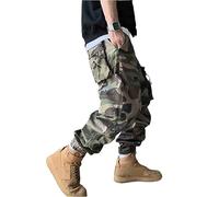 Wjnvfioo Cargohose für Herren, für Frühling, Sommer, Herbst, mit Taschen, Camouflage, Militär, weites Bein, Outdoorhose, En8, 41-44.5