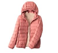 Wjnvfioo Frauen Herbst Daunenjacke Weiße Ente Unten Ultra Licht Mode Mit Kapuze Halten Warm Puffer Jacke, hellrot, 42