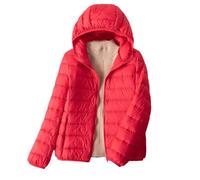 Wjnvfioo Frauen Herbst Daunenjacke Weiße Ente Unten Ultra Licht Mode Mit Kapuze Halten Warm Puffer Jacke, Rot (Big Red), 36