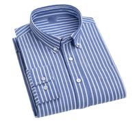 Wjnvfioo Frühling und Herbst Baumwolle weiß gestreift Plaid Herren Langarm Hemd Business Casual Hemd, 7, 46