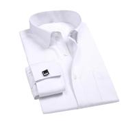 Wjnvfioo Herrenhemd, französisches Manschettenknöpfe, langärmelig, formelle Business-Knöpfe, normale Passform, Manschettenknöpfe, Hemd, männlich, Fs06, L