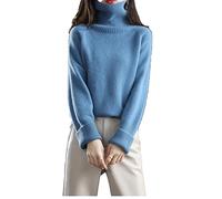 Wjnvfioo Kaschmir Rollkragenpullover Damen Winter Wolle Stehkragen Dicken Pullover Lose Große Größe Gestrickte Warme Weibliche Pullover Sky Blue M