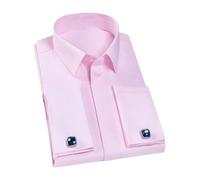 Wjnvfioo Klassisches Herrenhemd, französische Manschette, versteckte Knöpfe, langärmelig, formelle Business-Hemden (Manschettenknöpfe im Lieferumfang enthalten), Pnnrk, XL