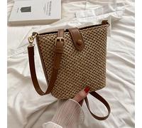 WJUHYGTF Stroh Strandtasche, PU Strohtasche Strohsack Kleine Damen-Schultertasche Aus Stroh, Handgewebte Umhängetaschen Mit Riemen Korbtaschen Geflochten Handtasche,A