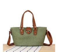 WJUHYGTF Stroh Strandtasche, Strohsack Strohtaschen Für Damen, Kleine Tragetasche, Umhängetasche, Stilvoll Korbtaschen Geflochten Stroh Handtasche,A