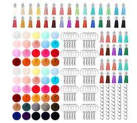 WKabnkn Bunte Flauschige Pom Pom Schlüsselanschlüsse Faux Fell Pompoms Keychin Mit Schlüsselringen Und Quastenzubehör Für Bag Car Phone Keychain Mit Quasten Für Handwerk
