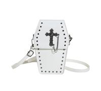 WKabnkn Sargform Nieten Handtasche Umhängetasche Festival Geschenk Für Frauen Mädchen Vielseitig Kleines Handy Halloween Gothic Coole Nieten Punk Handtasche