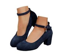WKAYsIV Damen Brautschuhe mit kleinem Absatz, elegante Trachtenschuhe für breite Füße, bequeme Hochzeitsschuhe, stilvolle Tanzschuhe Dirndlhalbschuhe (Blue, 36)