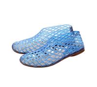 WKAYsIV Damen Jelly Sandalen Transparente Mesh Flat Atmungsaktiv Strand Badeschuhe Wasserschuhe Hohle Ballett Sandaletten Bequem Leichte Flache Strandsandalen Rutschfest Freizeit Urlaub (Blue #2, 37)