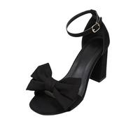 WKAYsIV Damen Sandalen mit Absatz Blockabsatz mit Schleife offene Slingback High Heels Schuhe bequeme Hallux Valgus Absatzschuhe elegante Tanzschuhe für Hochzeit Party (Black, 41)