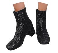 WKAYsIV Damen Stiefeletten Glitzer Chunky Heels Ankle Boots Party Elegant Festlich (Black-b, 36)