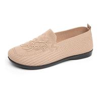 WKAYsIV Orthopädische Mary Jane Ballerinas Damen bequem zum Reinschlüpfen, Flache Schuhe für breite Füße, geschlossene Zehen Schlupfschuhe, Elegante Alltagsschuhe Freizeit (Khaki #1, 39)